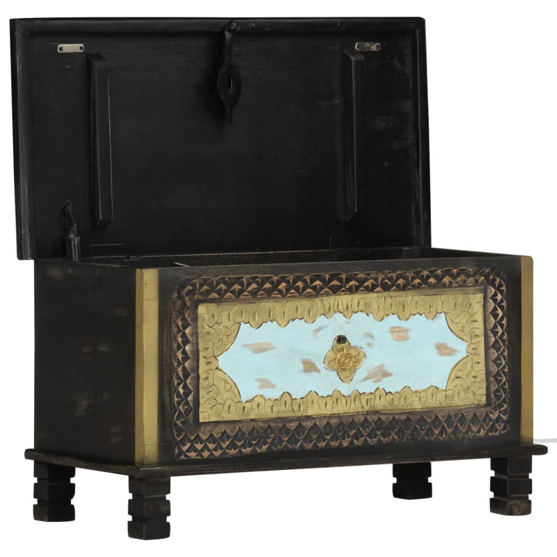 Coffre de rangement en bois de manguier noir 31,5 po x 15,7 po x 17,7 po