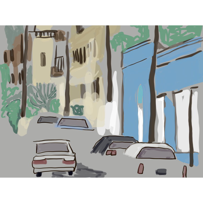 Hollywood Street Print by Deborah Blum, Black Framed Paper, 17.25" H x 21.25" W