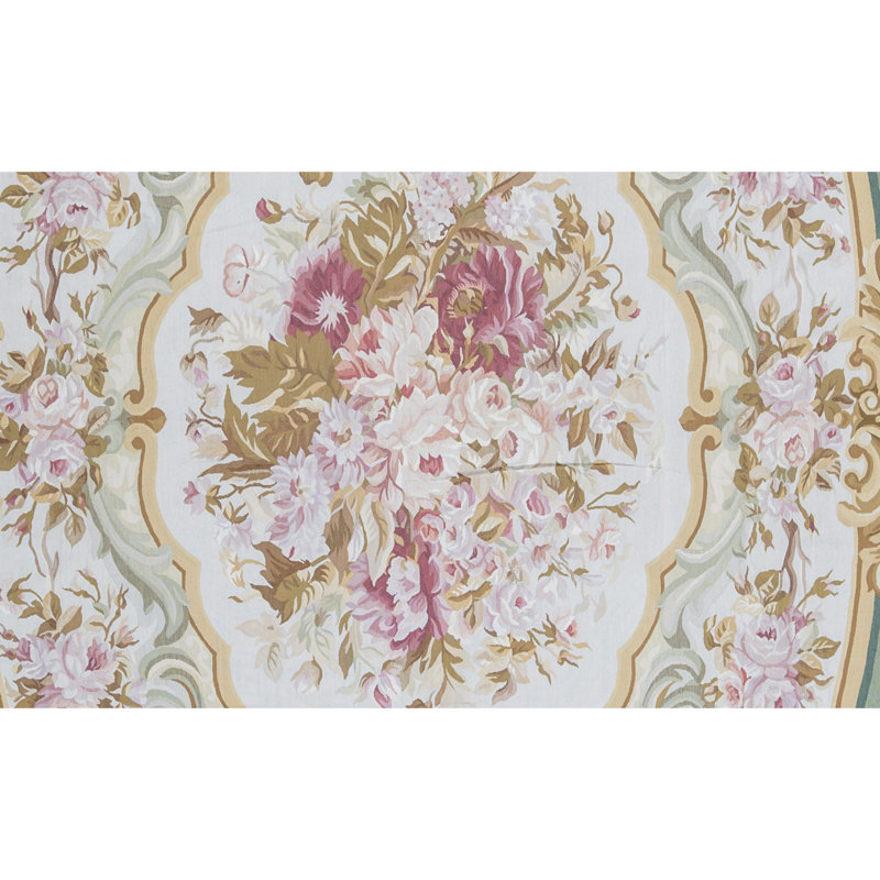 Hand-Knotted High-Quality Beige and Green Area Rug
