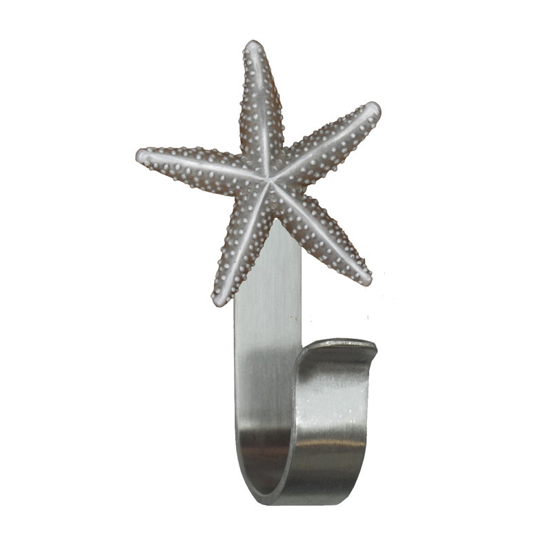 Starfish Wall Mounted Towel Hook, Silver