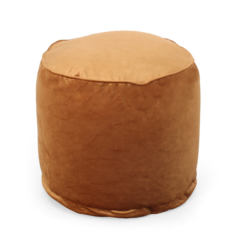 Ottoman Cylinder Pouf - 16x16x16 Modern Floor/Ottoman Use | PU | Velvet, Brown