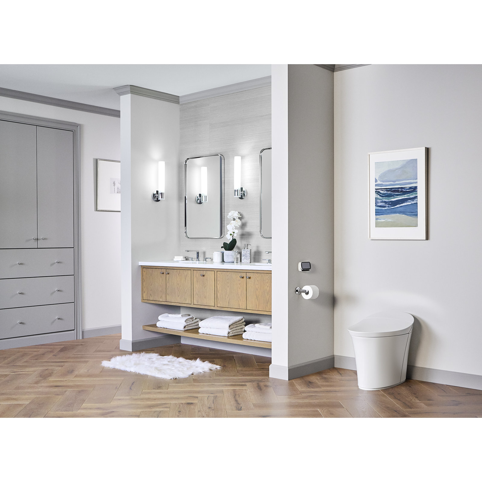 Kohler Purist Single Light Armed Sconce, Polished Chrome