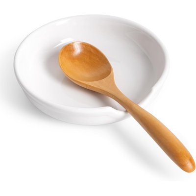 Spoon Rest For Stove Top, Ceramic Spoon Holder For Kitchen Counter, Heat-Resistant Cooking Utensil Rest, Coffee Spoon Holder, Spoon Rest For Ladles Spatula (White)