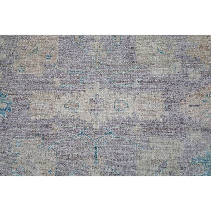 Hand Knotted Wool Area Rug in Purple And Brown