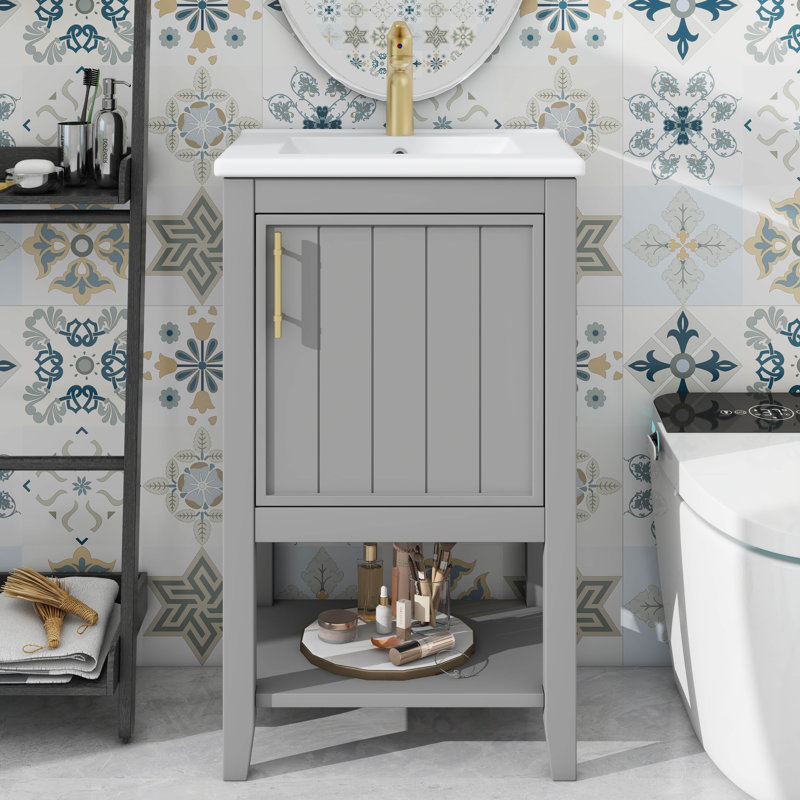 Tablette de rangement pour meuble-lavabo de 20 po, Gris
