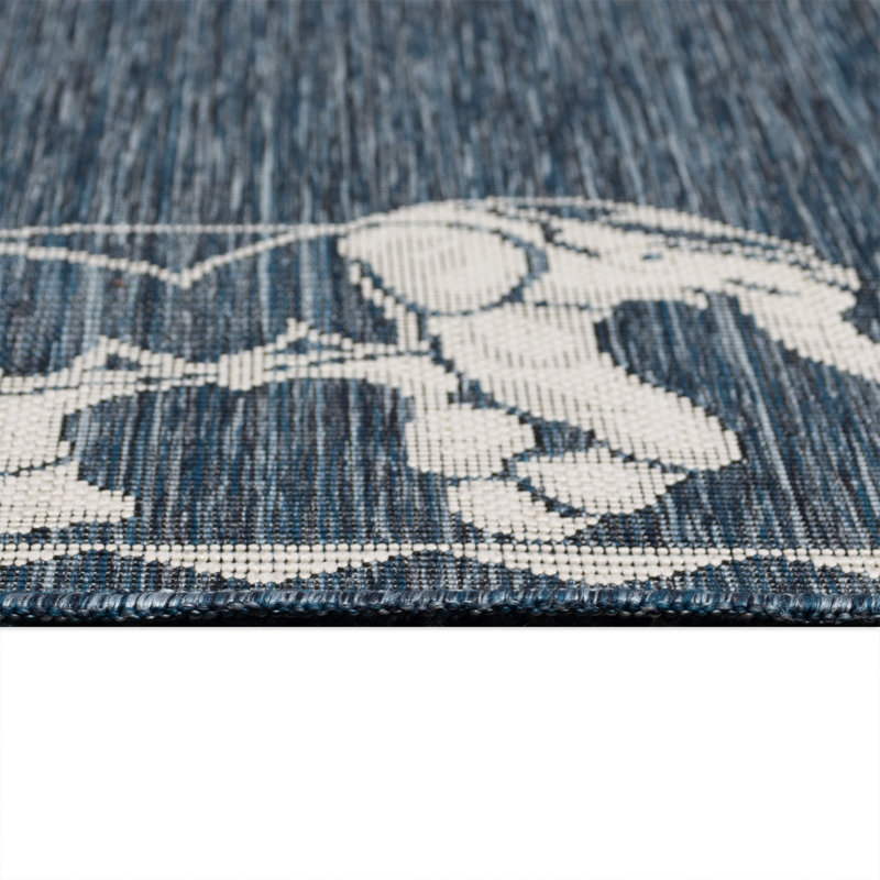 Humberto Marching Elephants Indoor/Outdoor Area Rug, Runner 1'11" x 7'6", Navy