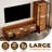 90.6'' Brown Entertainment Center With Bookshelves For 55/65 Inch TV, Wood Mid-Century Modern Media Console With Solid Wood Legs And Relief Panel TV Stand And 4-Tier Glass Display Bookcase For Living Room Bedroom-357668198