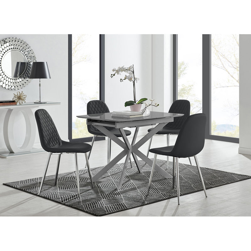 6 -Person Drop Leaf Dining Set, 4, Black