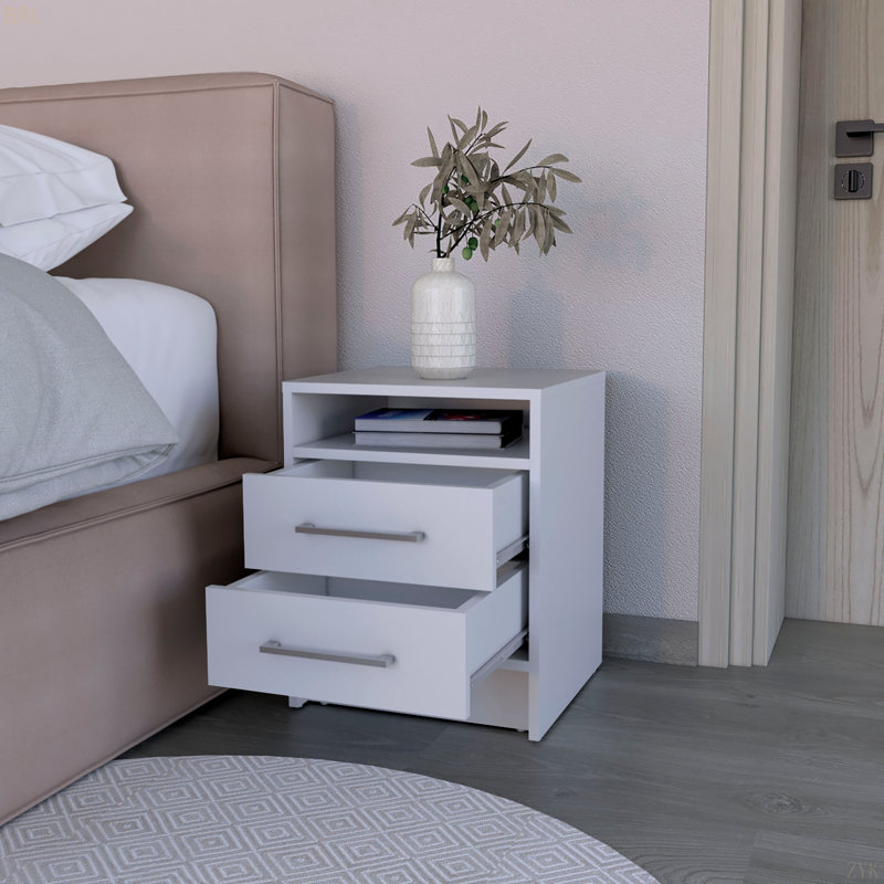 Table de chevet Chase, chambre à coucher, Blanc