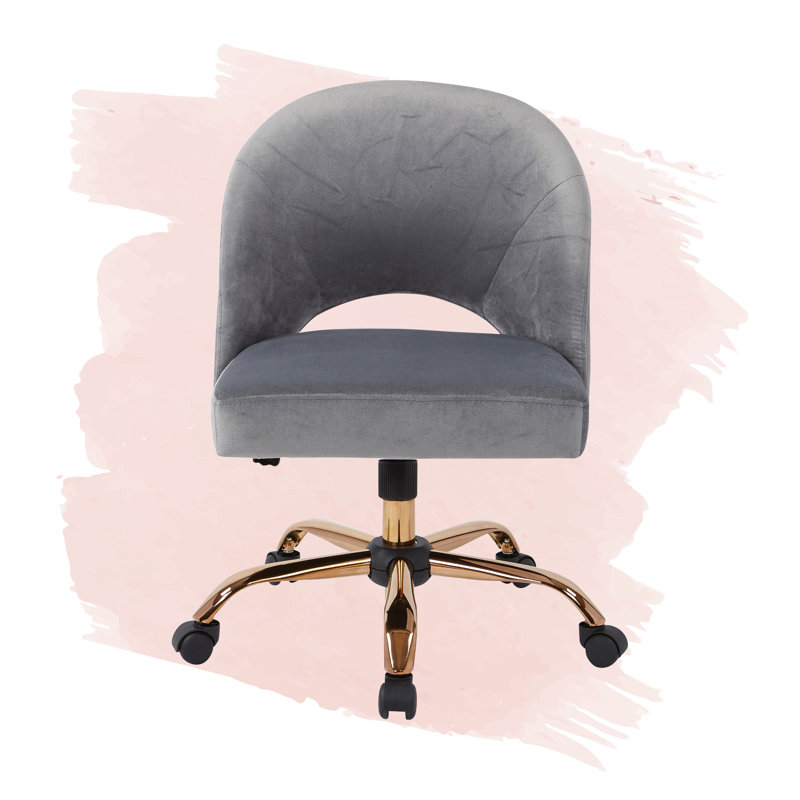 Chaise de travail Lula, Gris clair de lune, Or rose