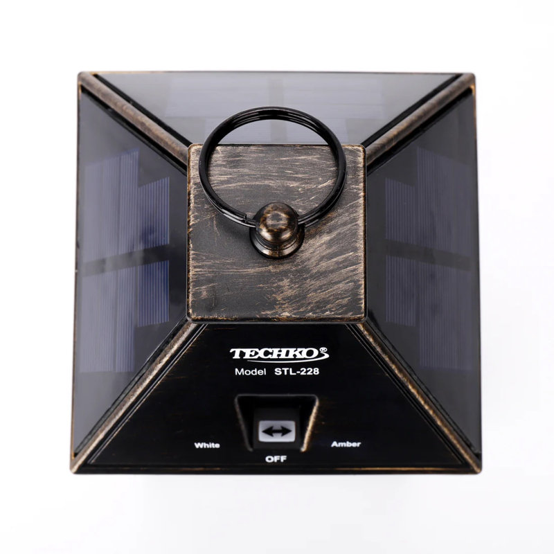 12.88 Outdoor Vintage Solar LED Lantern with Auto Dawn-to-Dusk Sensor, Clear - Edison