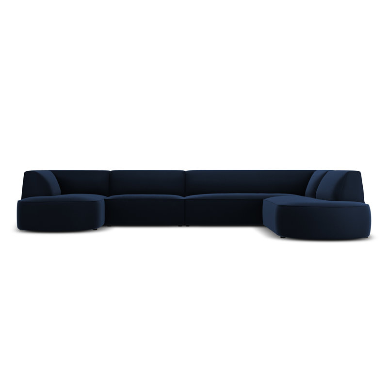 Adoraim 6 Seater Velvet Large Corner Sofa , Right Hand Facing, Royal Blue