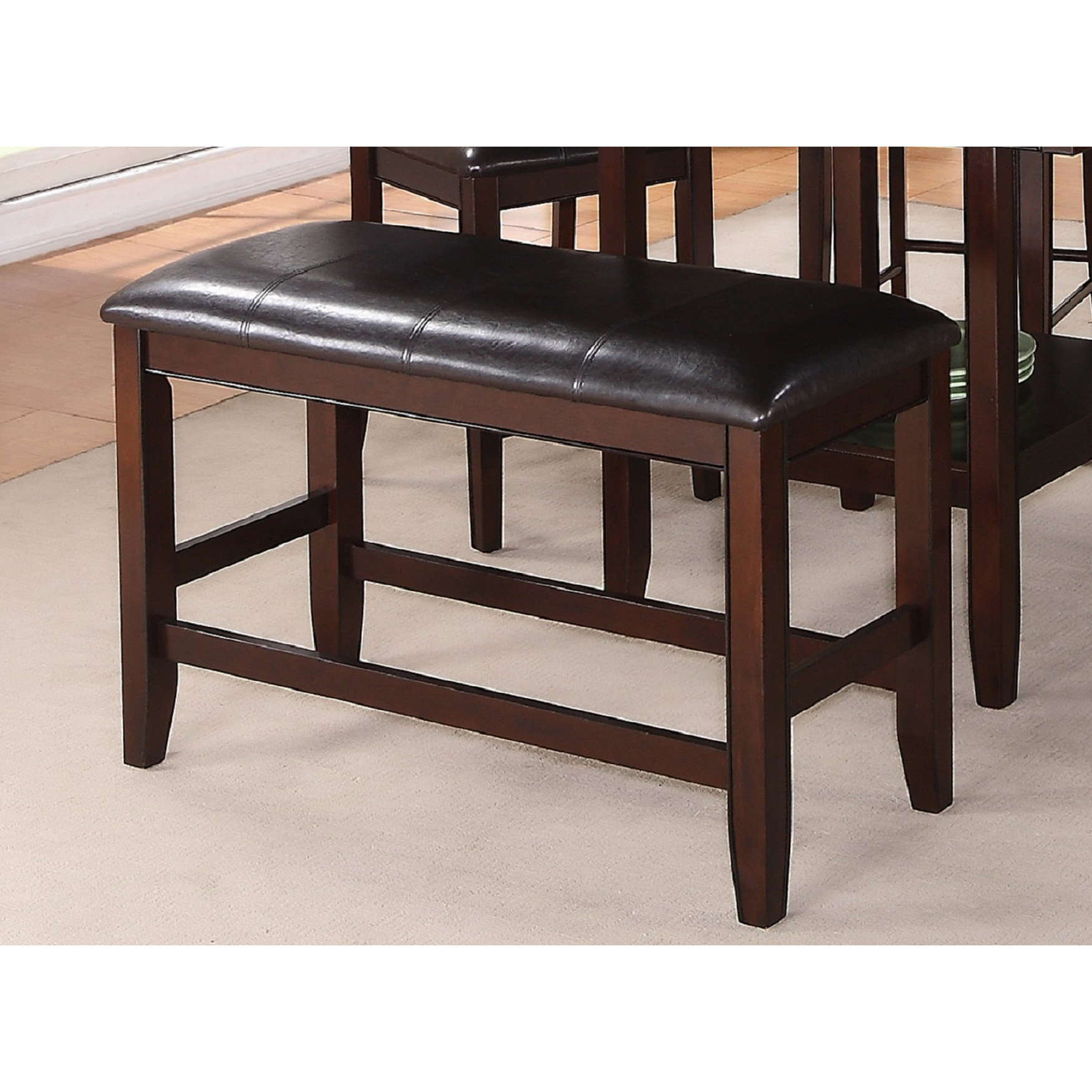 Transitional Bench Lark Manor™ Transitional Bench With Faux Leather Seat Cushion And ...