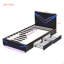 Twin Size Upholstered Gaming Bed Frame with LED Lights, PU Leather Platform Bed with Storage Shelf, 2 Steel Drawers, Blue-133671115