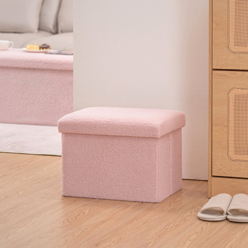 Repose-pieds pliant avec rangement, Rose, H 12,2 po x l 16,1 po x P 12,2 po