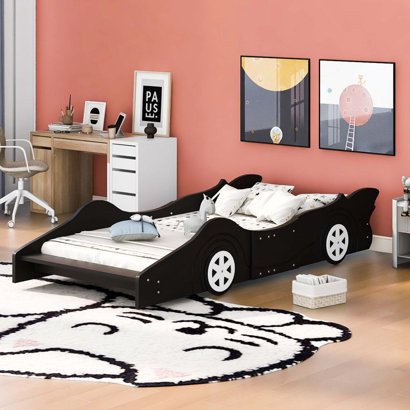 Race Car-Shaped Platform Bed, Twin, Black