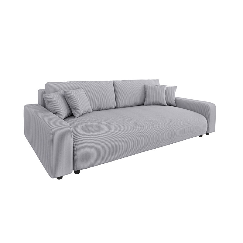 6 Seater Corduroy Sofa Bed, Light Grey