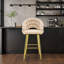 Ensemble de 2 tabourets de bar beige en velours avec chaînes dorées et pieds dorés, capitonnage moderne pour îlot de cuisine et bar pour la maison-856072212