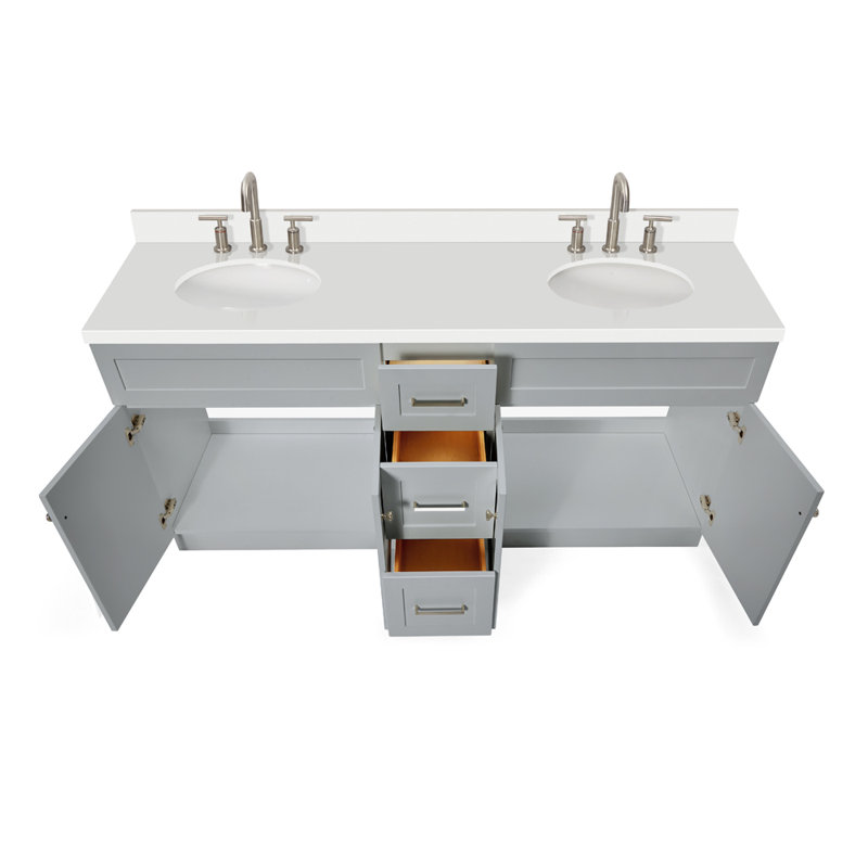 Ensemble de meuble-lavabo double 73 po Abell, gris, 73"