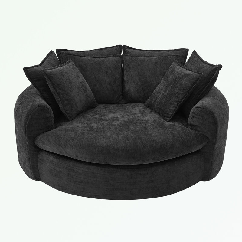 Canapé rond Boneless avec 8 coussins décoratifs, Noir