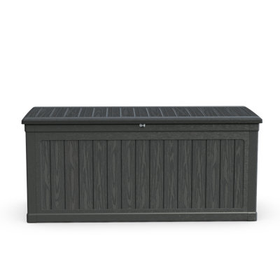 Extra Large Outdoor Storage Deck Box with 260 Gallon Capacity for Patio Furniture, Garden Tools, and Pool Equipment, Constructed from Durable Waterproof Resin with Lockable Lid in Classic Black Finish