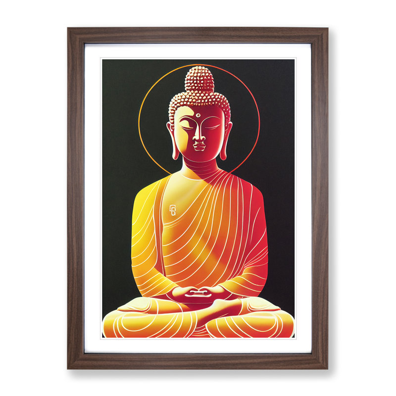Electric Buddha - Wall Art, 64cm H x 46cm W x 2cm D, Walnut Framed Paper