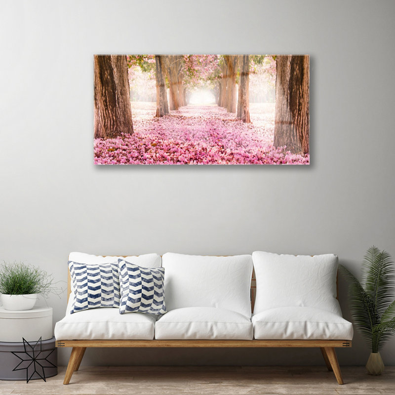Nature Footpath Tree Trunks - No Frame Print on Glass