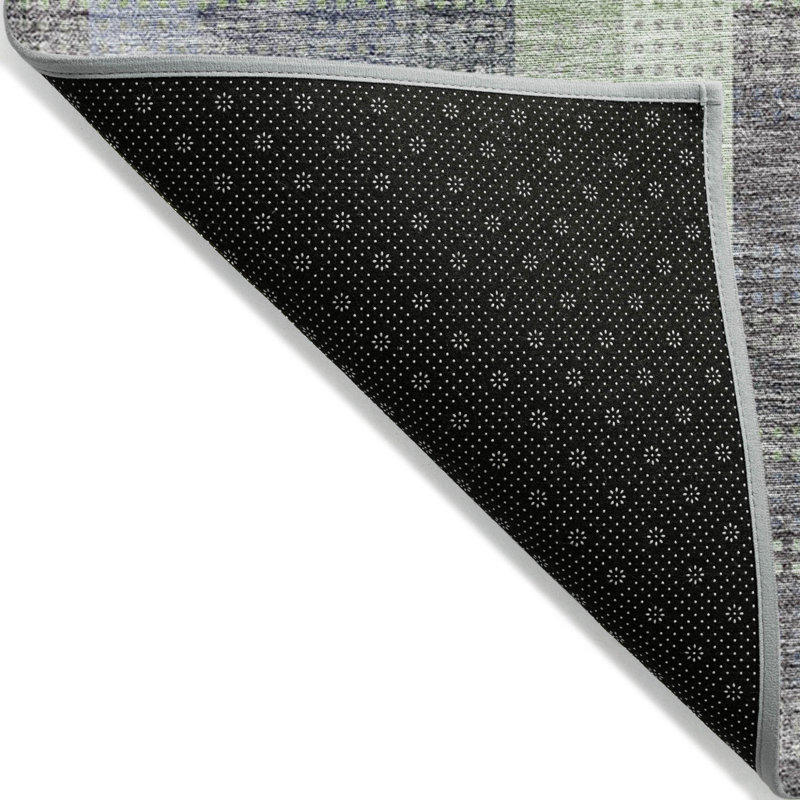 Tapis d'intérieur lavable à carreaux gris et vert menthe 9 'X 12'