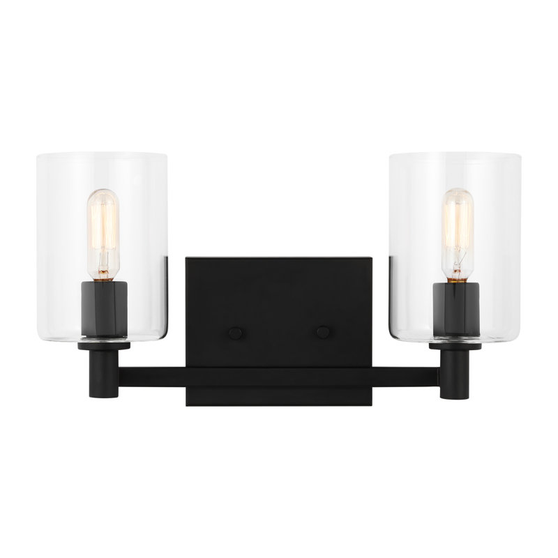 Midnight Black 2-Light Dimmable Vanity Light with Clear Glass Shades