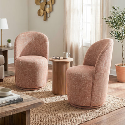 Burney Upholstered Barrel Swivel Side Chair