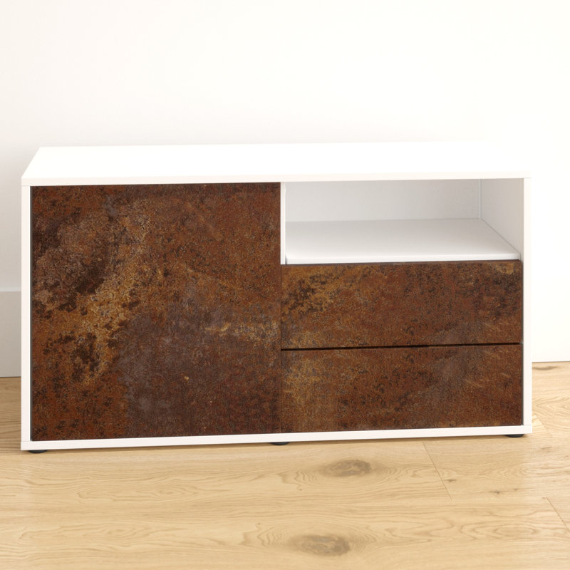 Tre 92cm W 2 - Drawer Chest of Drawers, White/Dark brown
