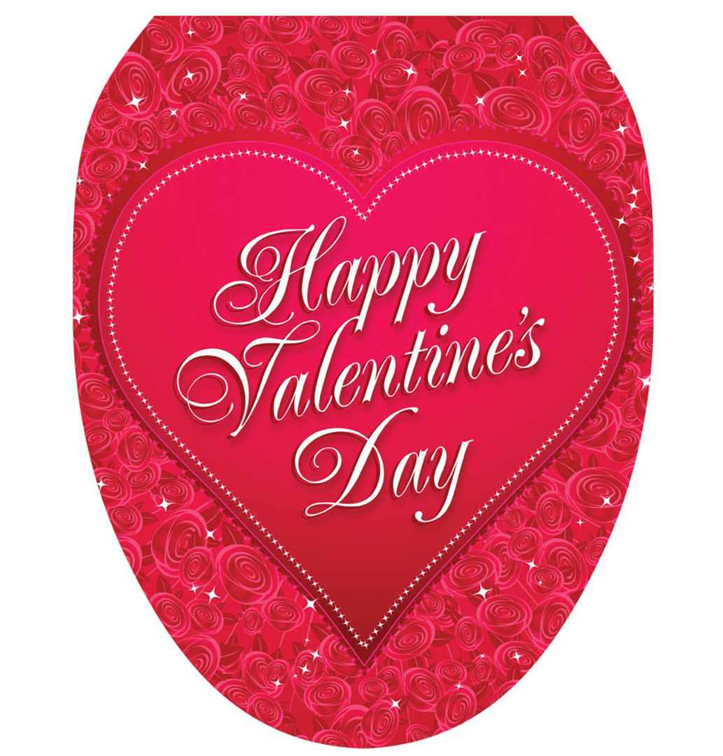 Valentine's Red Heart Toilet Seat Decal – Toilet Tattoos Static Cling Vinyl Lid Cover Fits Round & Elongated Seats Toilet Tattoos Toilet 