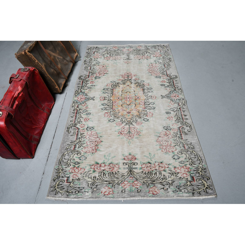 Tapis turc en laine fait à la main avec motif floral de style Oushak pour décoration chic Boho