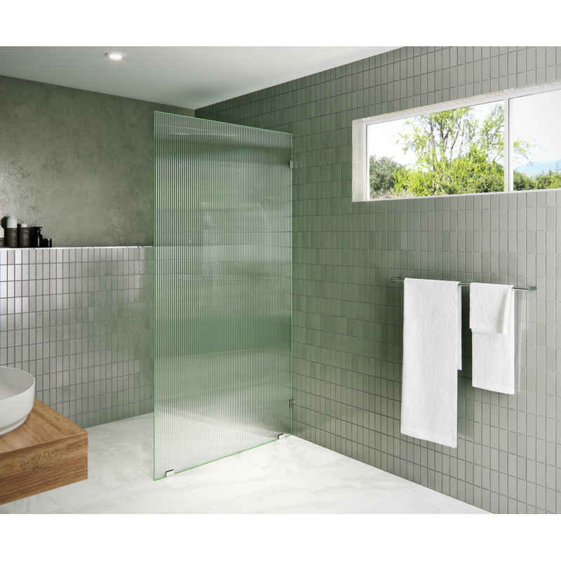 Panneau de douche simple cannelé sans cadre 40 po x 78 po Gaia, Chrome poli