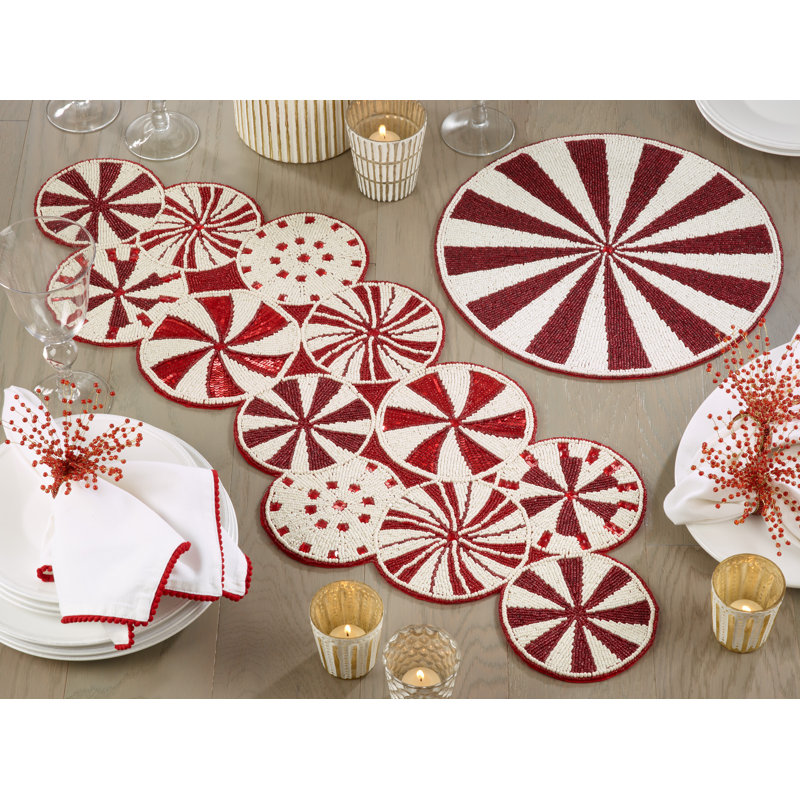 Jakob Beaded Candy Cane Table Runner