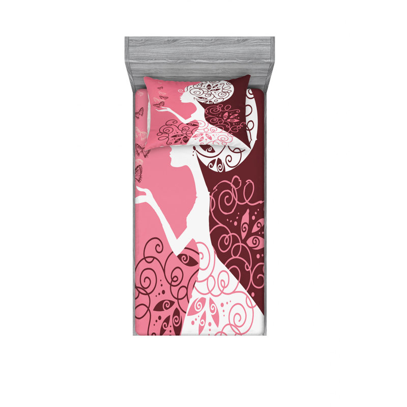 Ensemble de draps dessin papillons, Ensemble de draps pour lit simple TG avec drap-hou