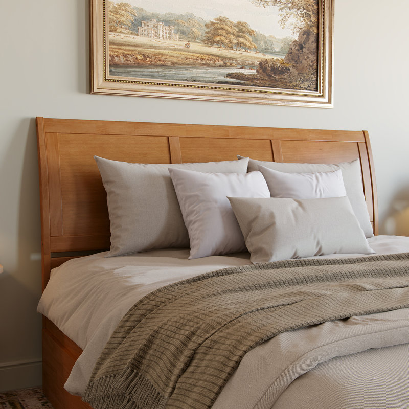 Nystead Solid Wood Foundation Bed, King, Light Toffee