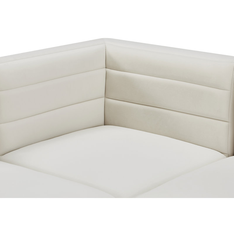 Fauteuil modulaire en velours Enso, Velours crème