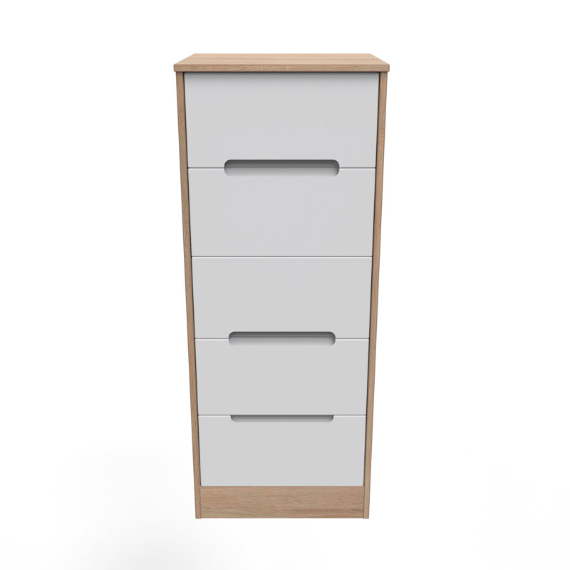 Bleier 45cm W Manufactured Wood Bedside Table, White Matt/Bardolino Oak