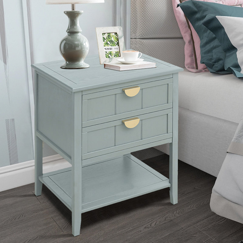 Menisha 15.75'' W Solid Wood Nightstand, Gray