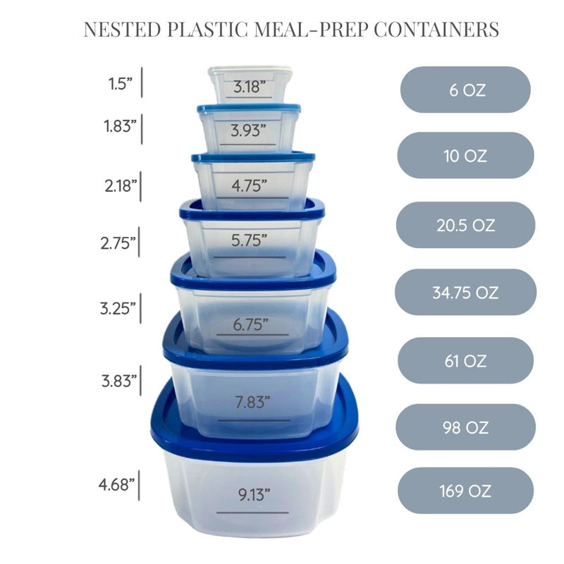 Ensemble de 7 contenants alimentaires Dammian, Bleu