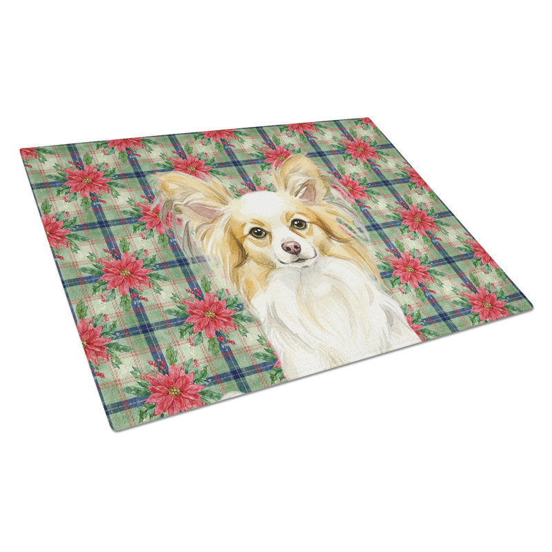 Planche à découper en verre à motif de papillons de Noël citron et blanc Papillon, Blanc