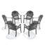 Chaise de patio en fonte d'aluminium 6 pièces avec cadre noir et coussins bleus-1480179712
