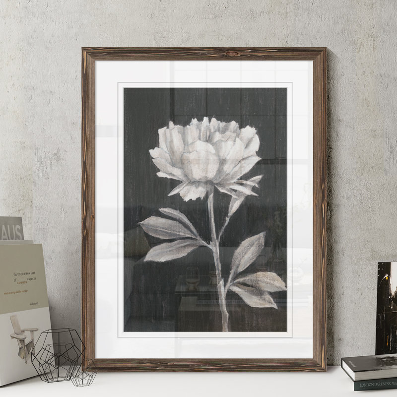 «Black and White Flowers III» par Paul Cezanne - Peinture sur toile encadrée, H 28 po x l 38 po x 1,25 po