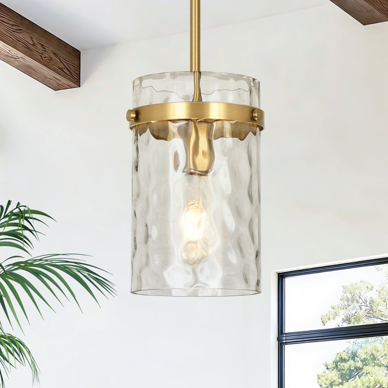 Luminaire suspendu moyen en verre 1 lumière 5,1 "pour évier, Clear, Doré