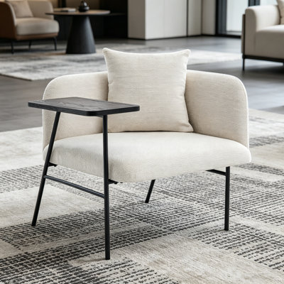 Chaise de lecture moderne, chaise d'appoint rembourrée avec table et coussin