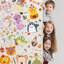 Party Animals Face Design Kids Stickers - 48 Sheets with Animals Pack