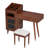 Walnut Makeup Desk With Drawers, Cabinet, Charging Function And - Glass Door For Stylish Decor Space Saving Dressing Table Function, Stool Exquisite Design-1266857860