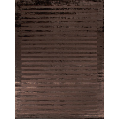 Wide Striped Area Rug in Chocolate