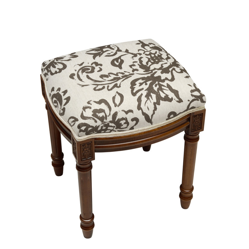 Tabouret de coiffeuse en lin Camey, Noyers, gris